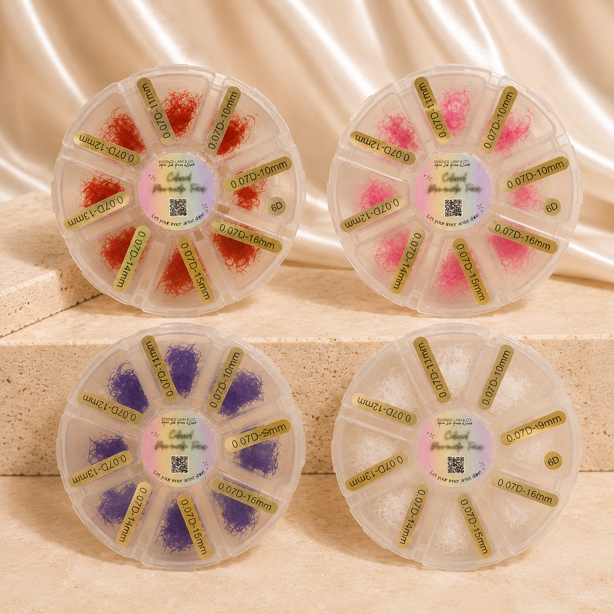 Colored Premade Lash Fans in red, pink, purple and white