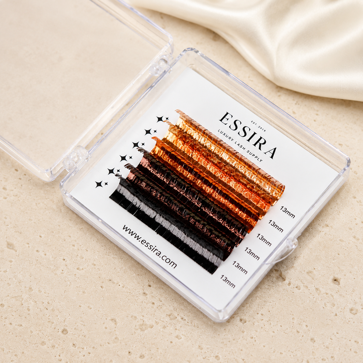 Essira Brown and Gold Tinsel Lash Extensions
