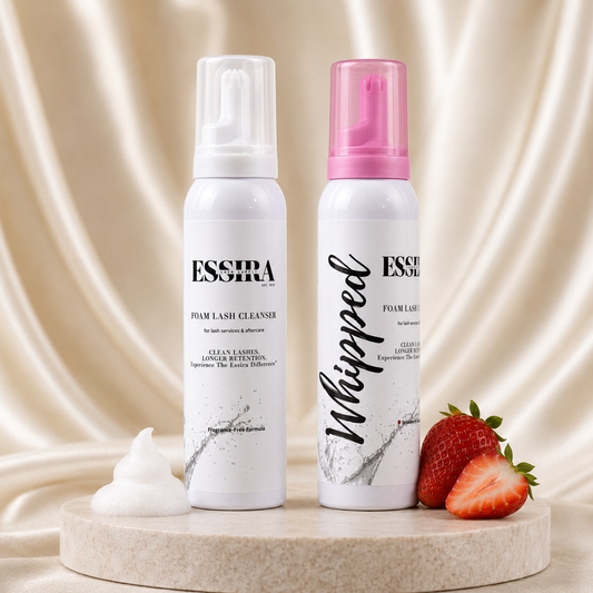 Essira Whipped Lash Cleanser, fragrance-free and strawberry